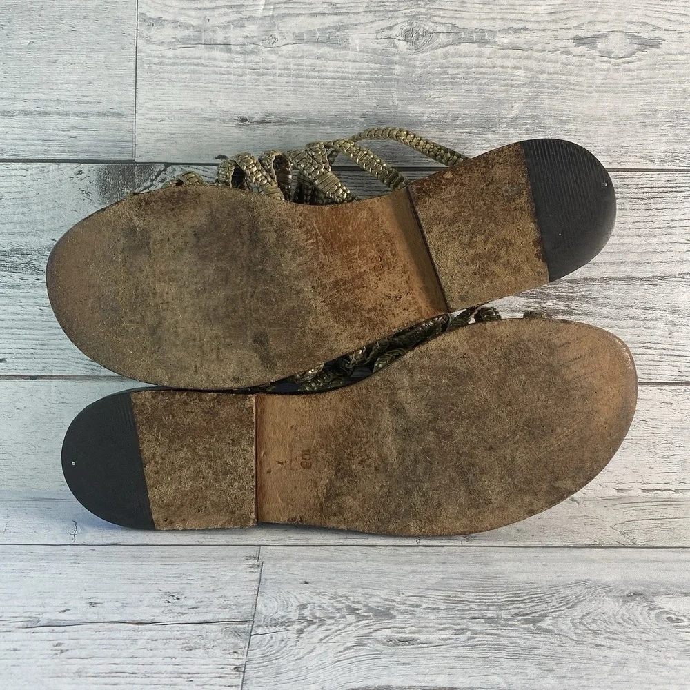 Cole Haan Resort Shoes Womens 10 B Tan Leather Strappy Fashion Sandals Flats